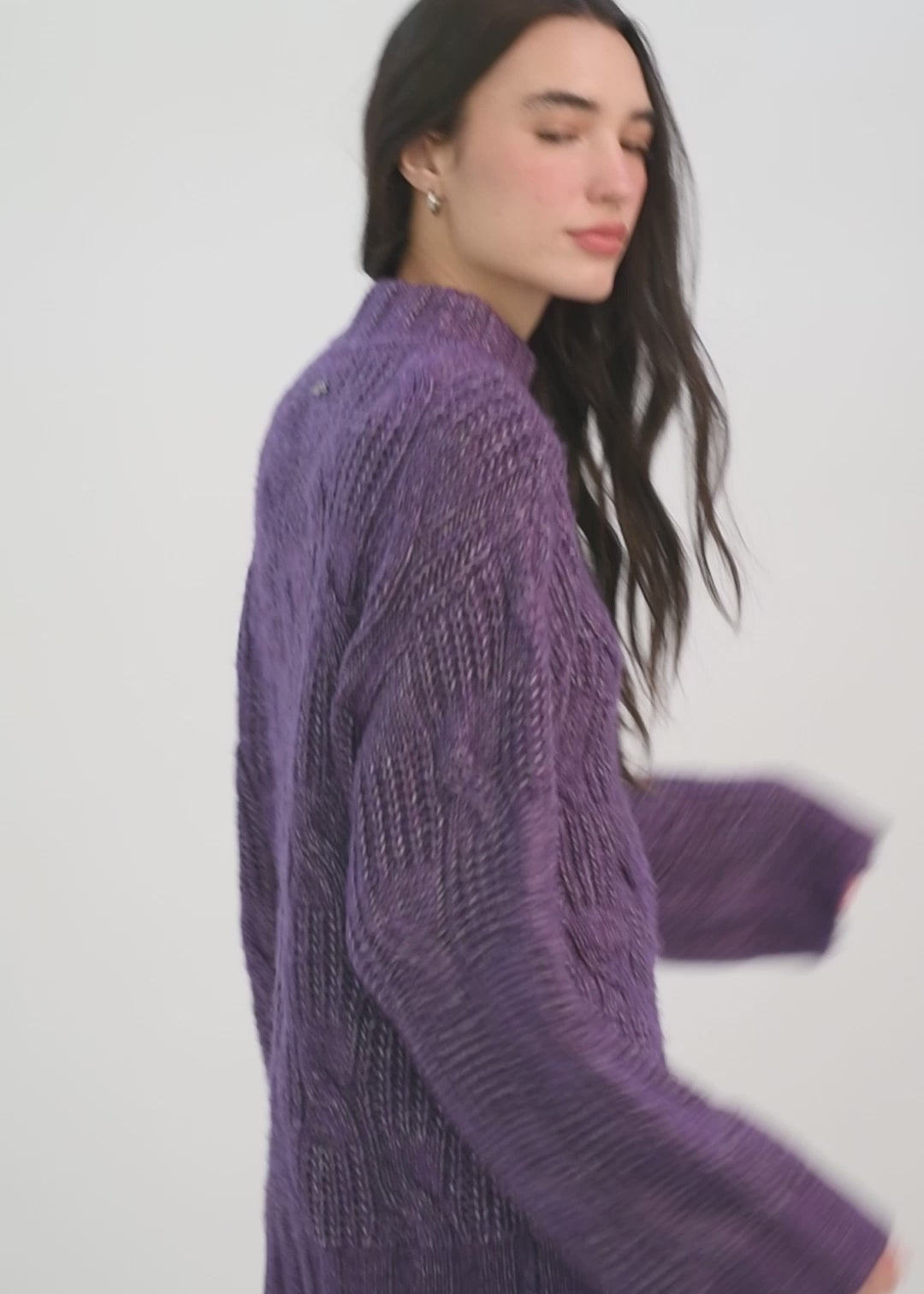 Chaleco Tejido Cuello Redondo Daily Texture Mujer - Morado