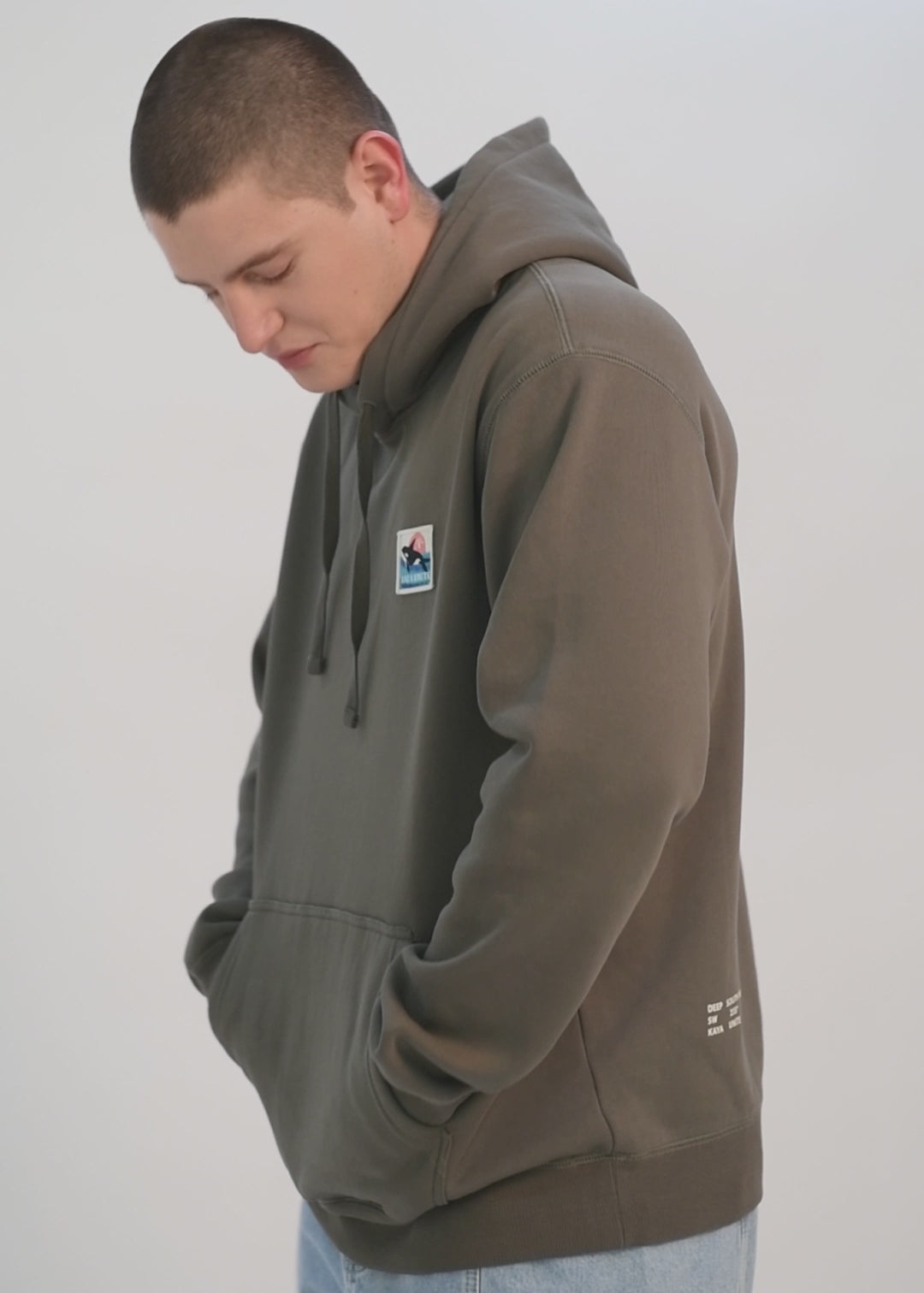 Polerón Hoodie Patch Hombre - Oliva