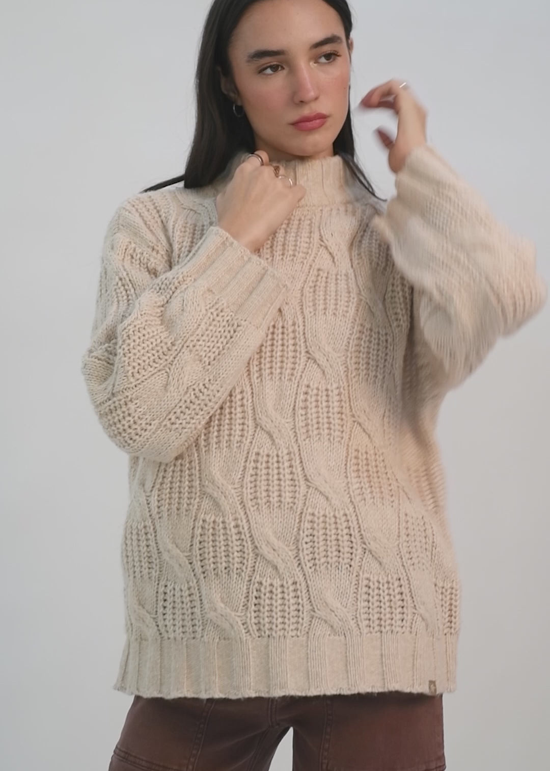 Chaleco Tejido Cuello Redondo Daily Texture Mujer - Beige