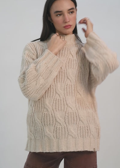 Chaleco Tejido Cuello Redondo Daily Texture Mujer - Beige
