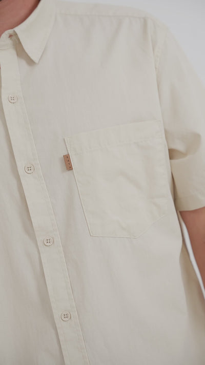 Camisa Manga Corta Algodón Hombre - Arena