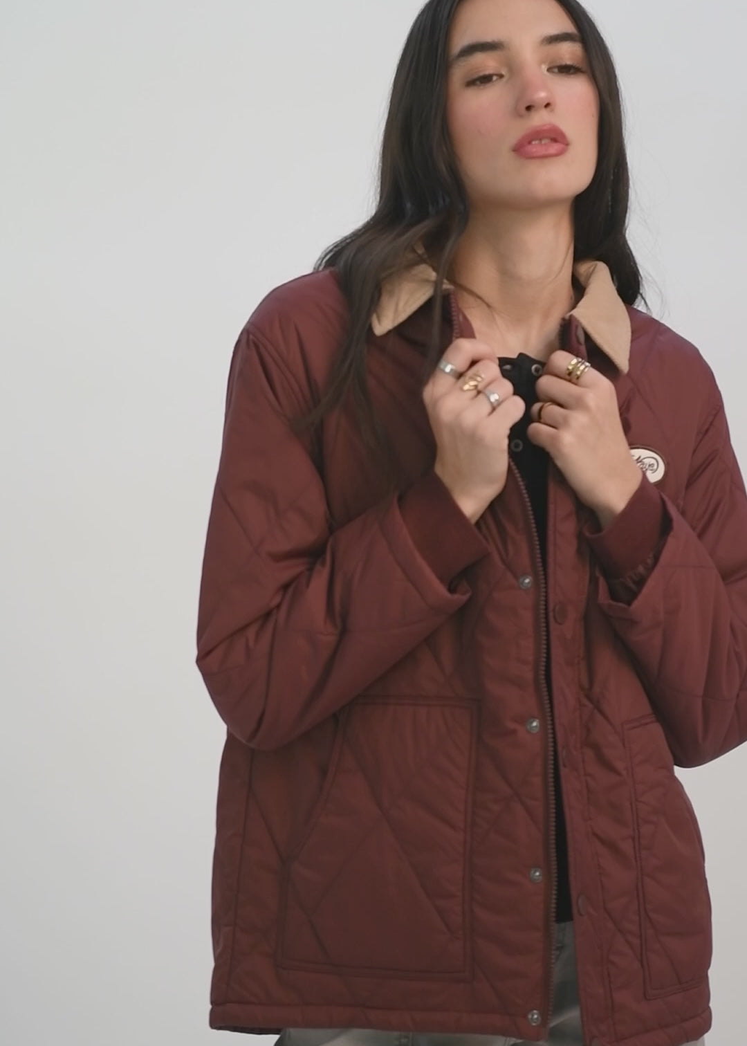 Parka Con Cierre Quilted Mujer Cherry #Color_Cherry