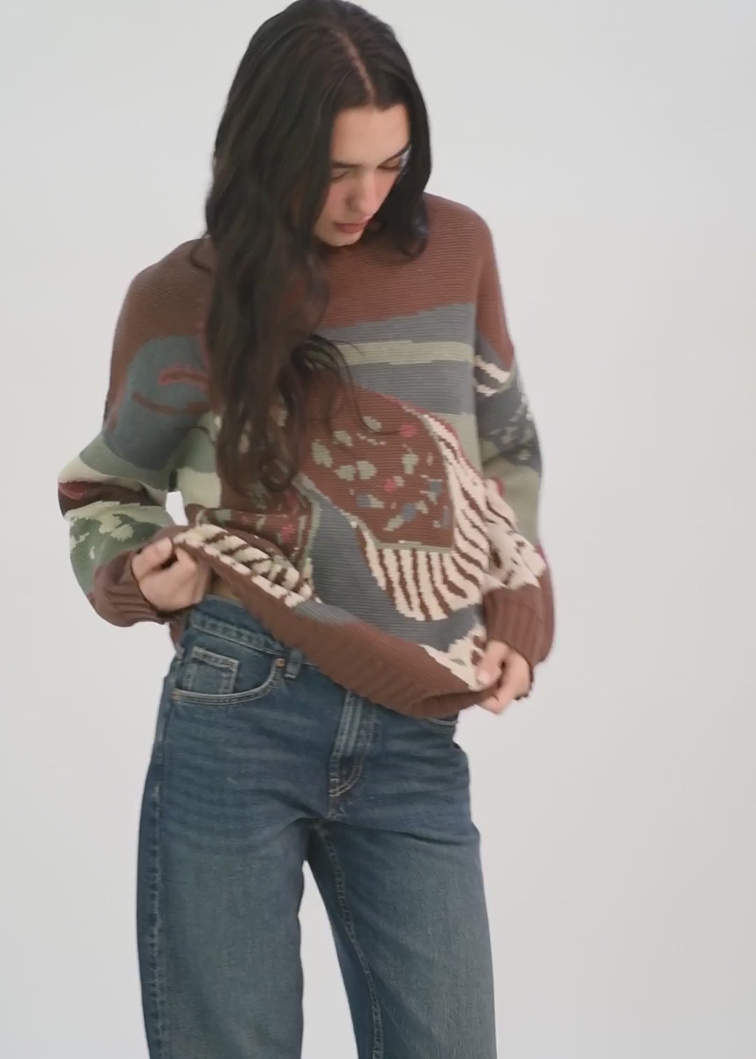 Chaleco Tejido Cuello Redondo Jacquard Mujer Lavender #Color_Café