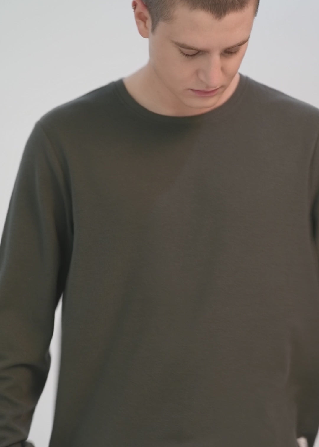 Polera Manga Larga Algodón Waffle Hombre - Gris 