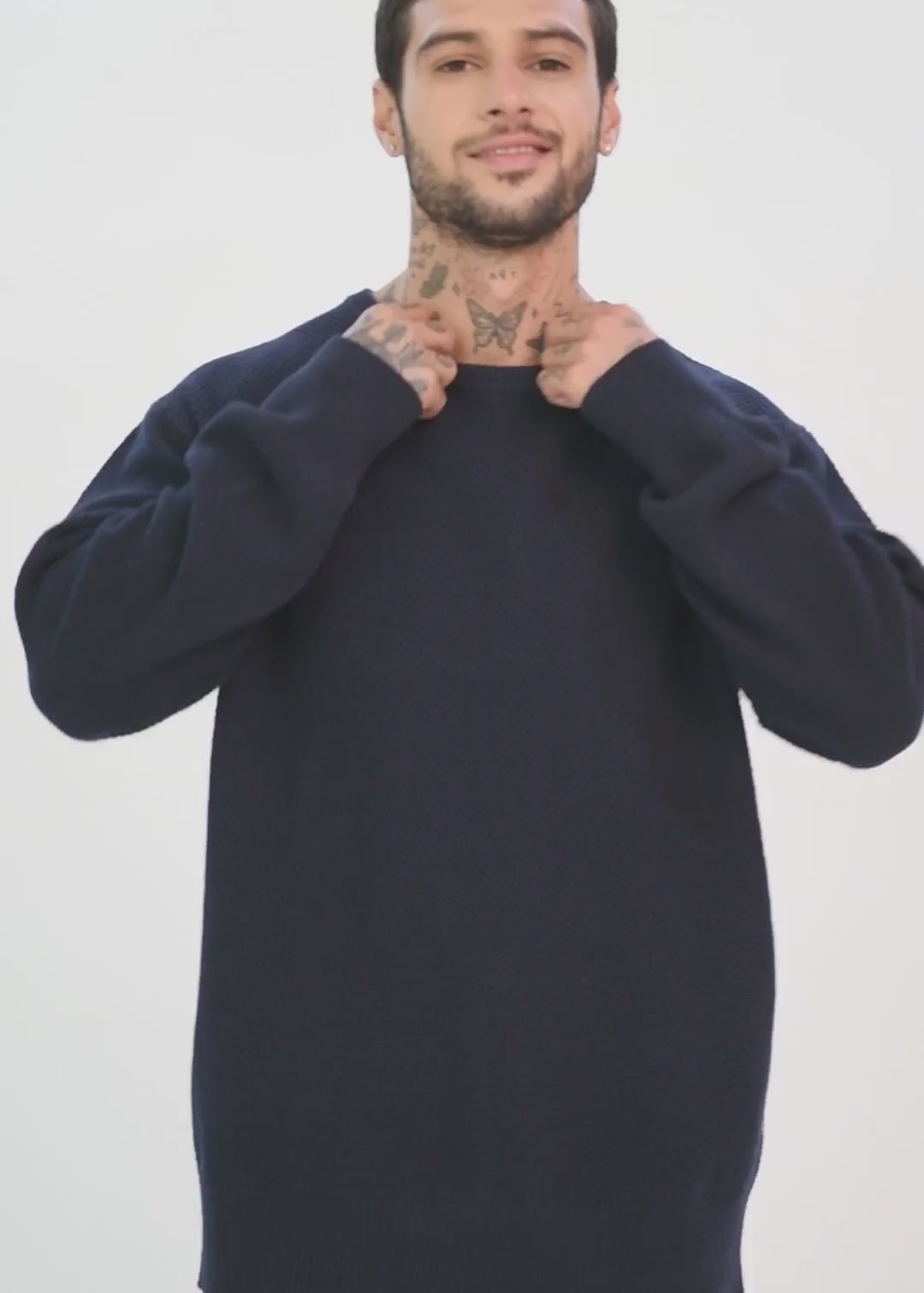 Chaleco Tejido Cuello Redondo Basic Hombre Azul #Color_Azul