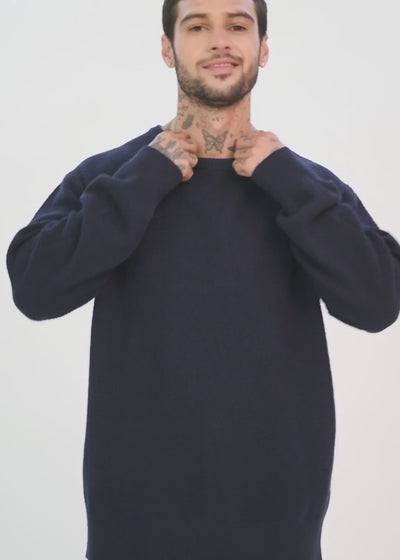 Chaleco Tejido Cuello Redondo Basic Hombre Azul #Color_Azul