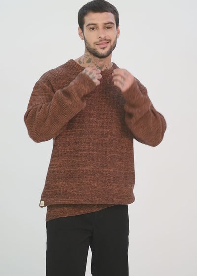 Chaleco Tejido Cuello Redondo Melange Hombre - Naranjo