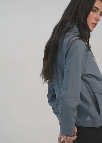 Chaqueta Cortaviento Con Cierre Nylon Mujer Azul #Color_Azul