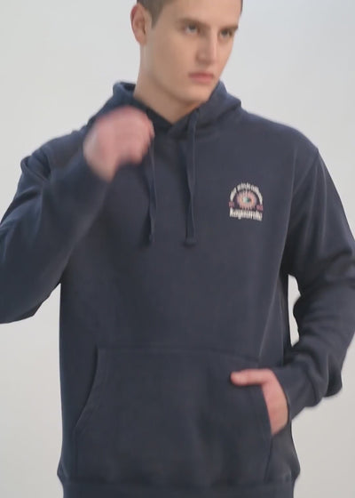 Polerón Hoodie Print Hombre Gray #Color_Azul