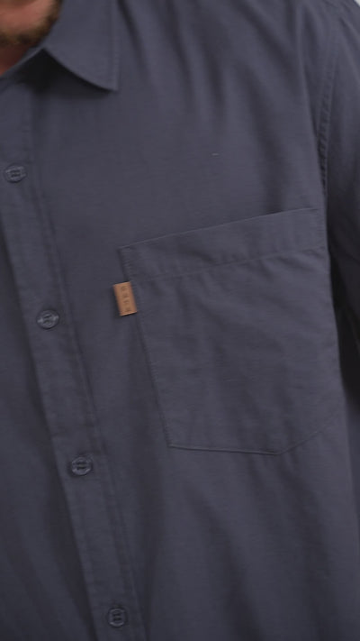 Camisa Manga Corta Algodón Hombre - Azul Marino