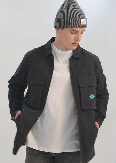 Chaqueta Clásica Cargo Patch Hombre Azul #Color_Azul