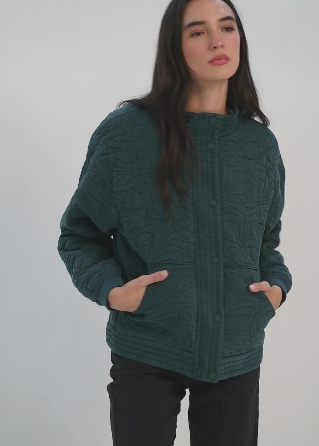 Chaqueta Bomber Acolchada Tencel Mujer Dark Slate Gray #Color_Petrol