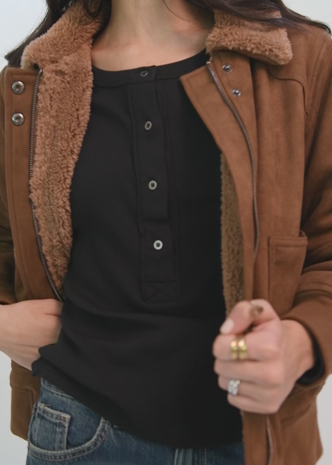 Chaqueta Bomber Suede Mujer Café #Color_Café