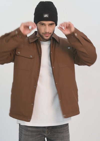 Chaqueta Clásica Fur Canva Hombre Café #Color_Café