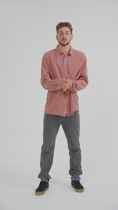 Camisa Manga Larga Tencel Hombre - Malva