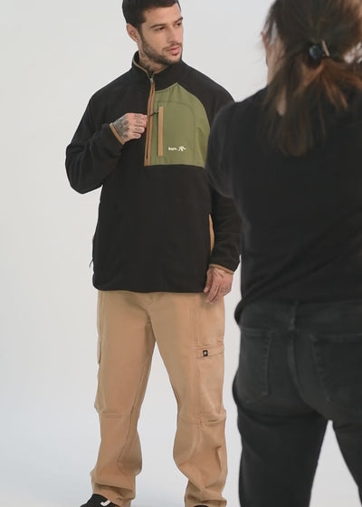 Polar Medio Cierre Retro Hombre Black #Color_Negro