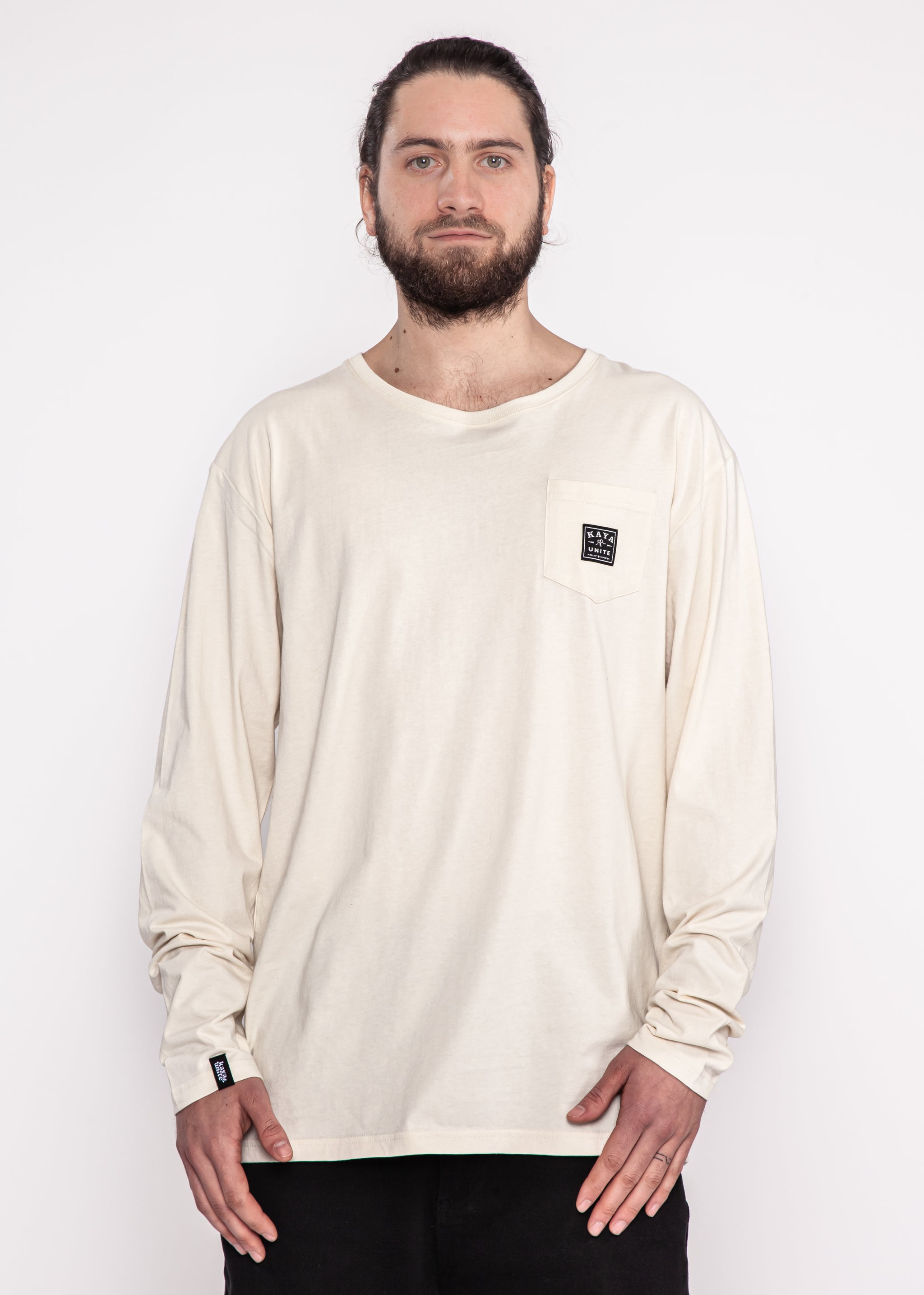Polera Manga Larga Clásica Algodón Daily Hombre - Crema