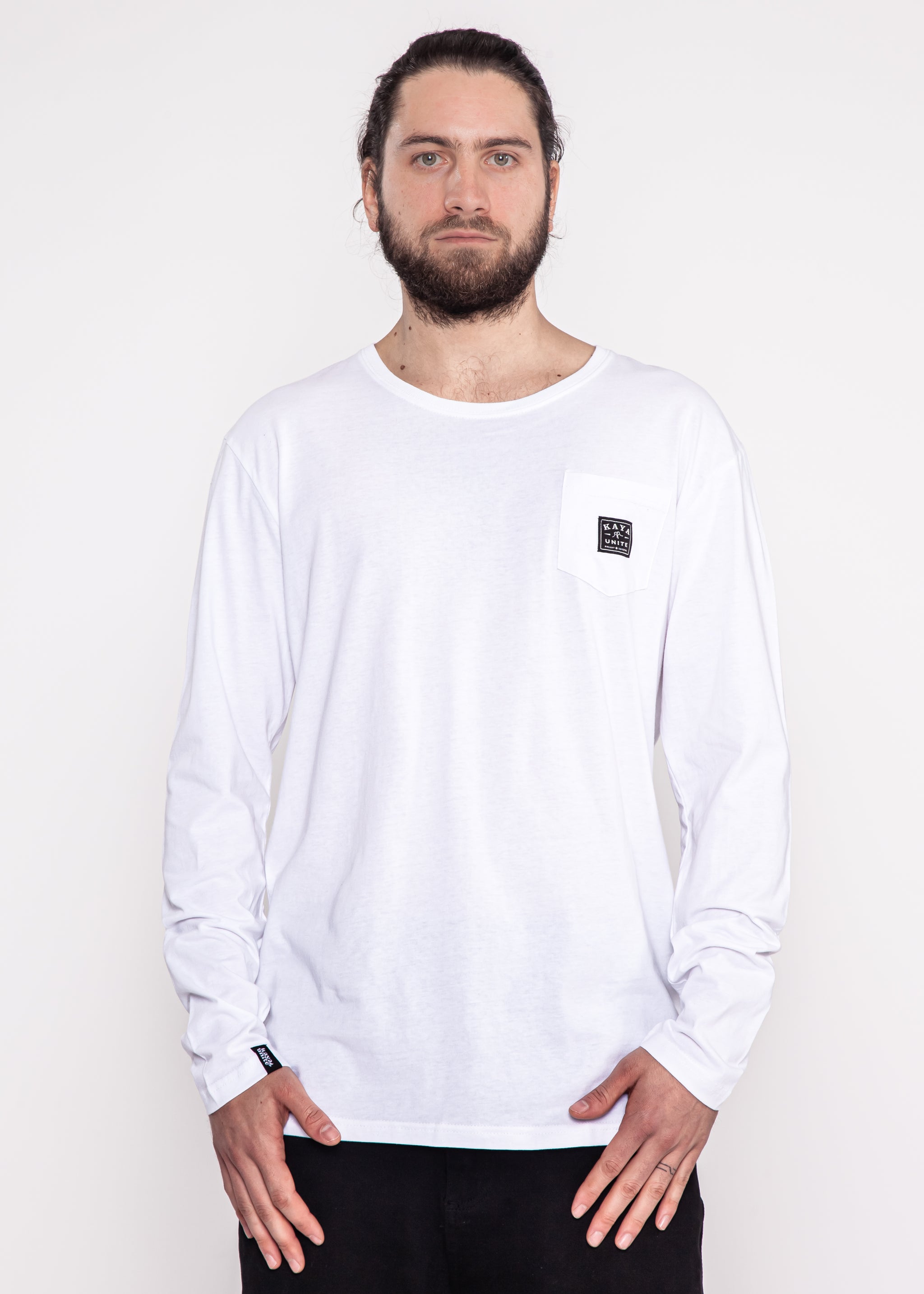 Polera Manga Larga Clásica Algodón Daily Hombre - Blanca