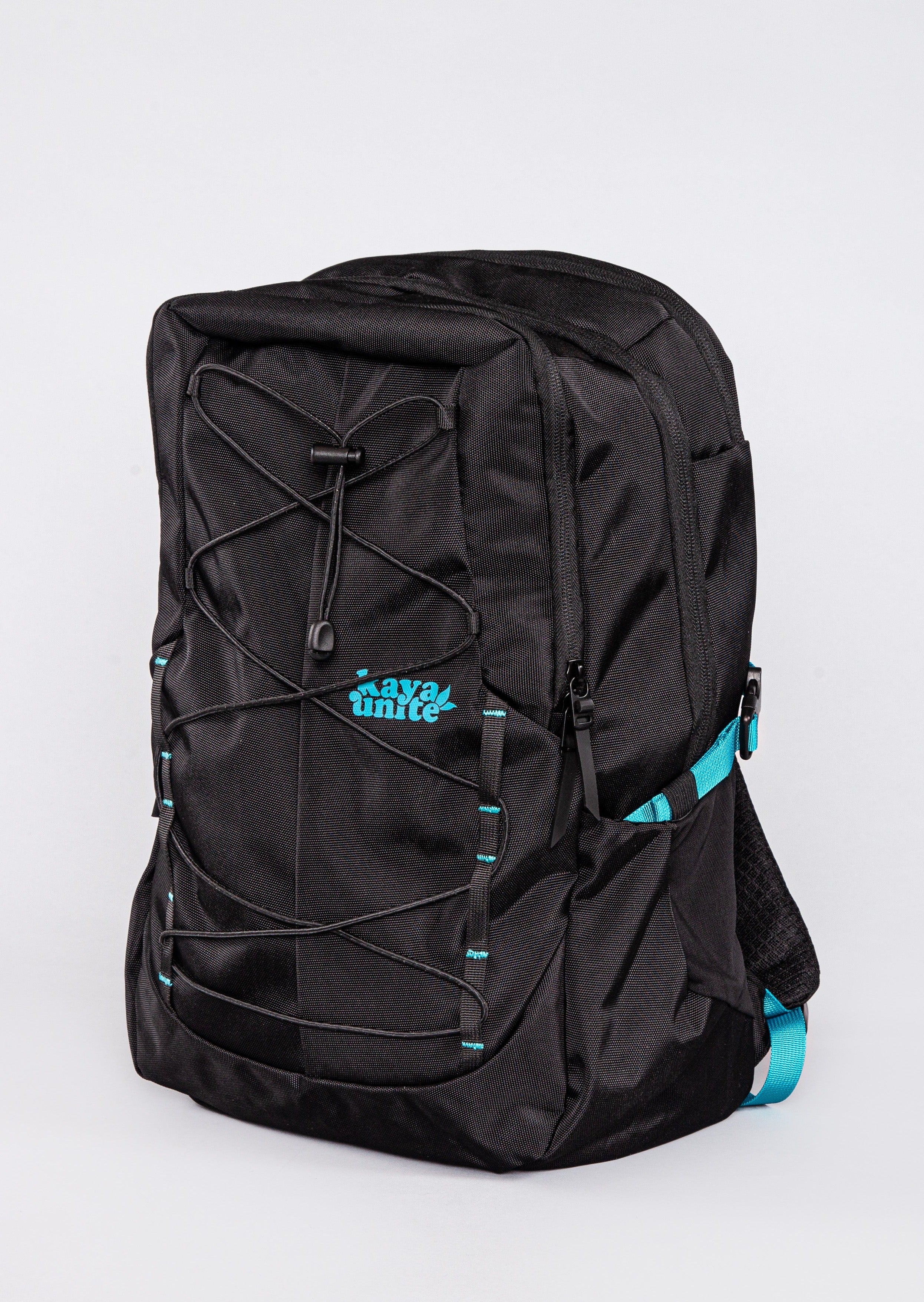 Backpack Travel Black Aqua