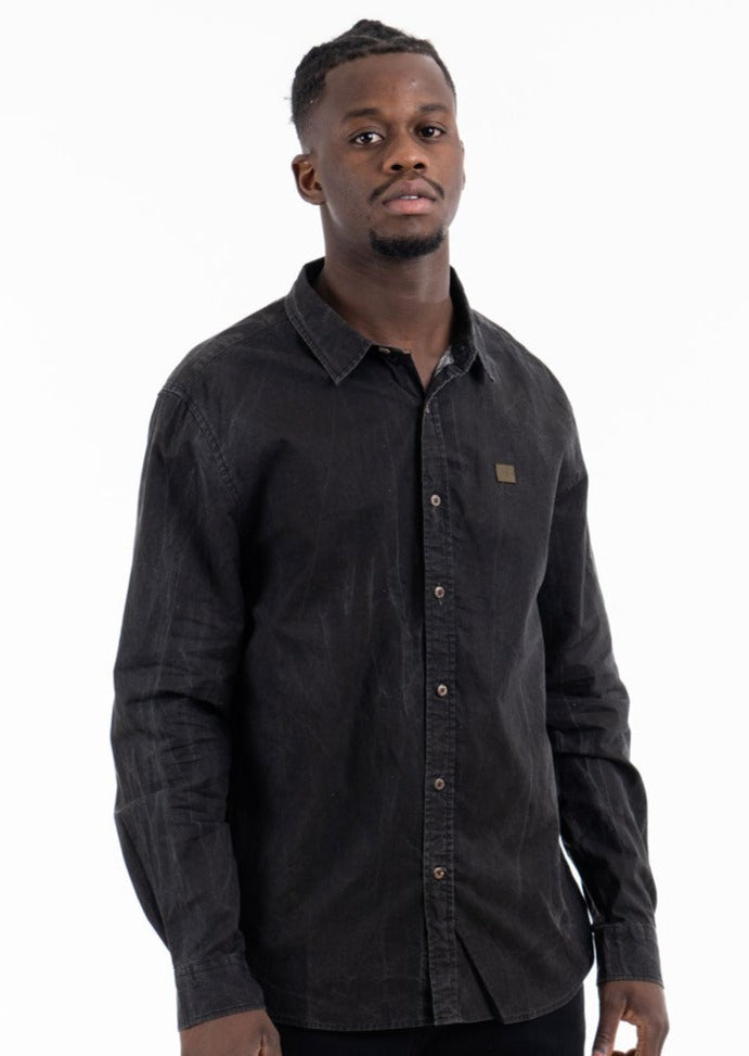 Shirt Cotton Long Sleeve Black